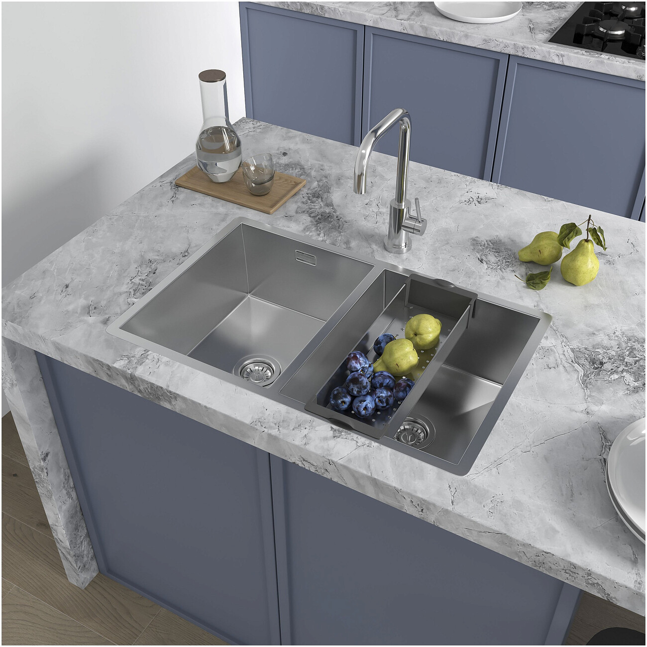 Кухонная мойка двойная из нержавеющей стали 44х70 см сталь Reflexion Garda RX2170SS - изображение 7