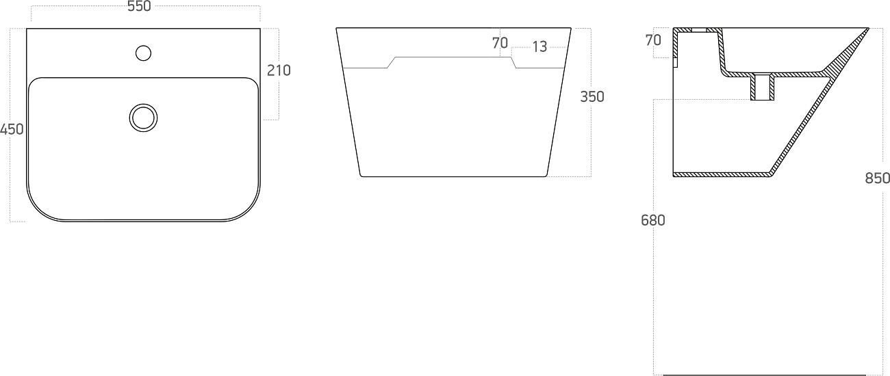 Раковина подвесная керамическая прямоугольная 45х55 см белая Stworki 100604-101 - изображение 2