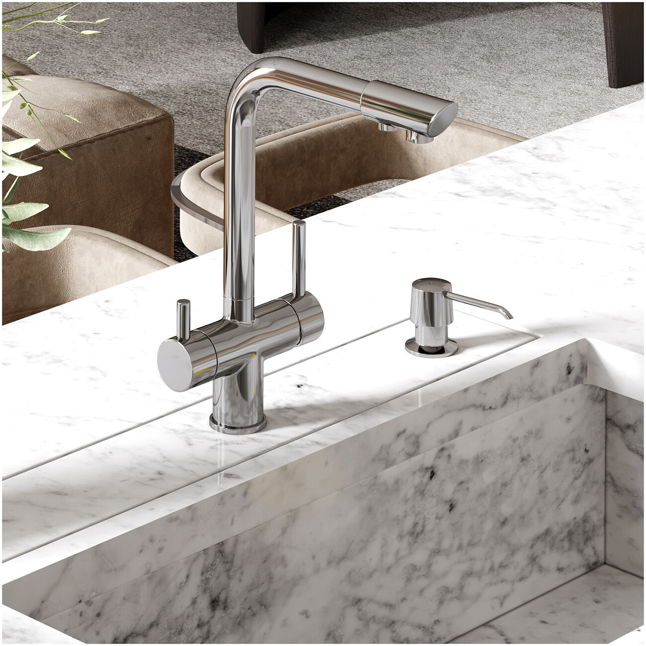 Смеситель для кухни под фильтр из латуни хром Wasserkraft A8317 - изображение 3