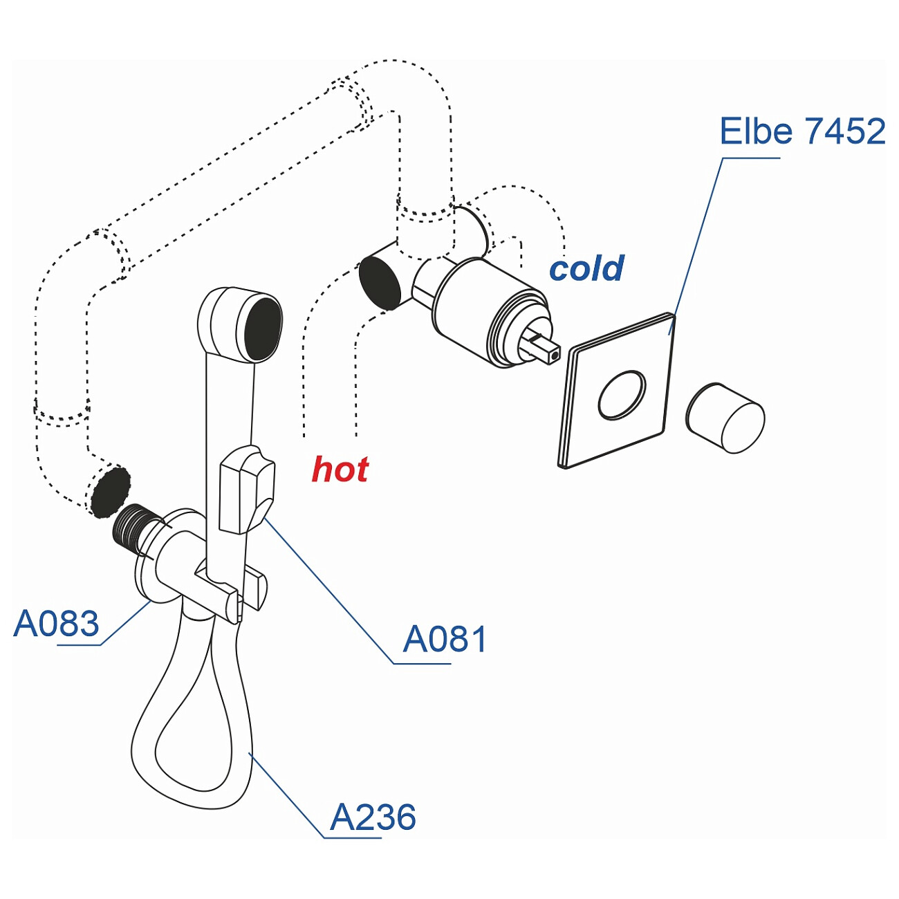 Гигиенический душ с встраиваемым смесителем черный Wasserkraft A07436 - изображение 4