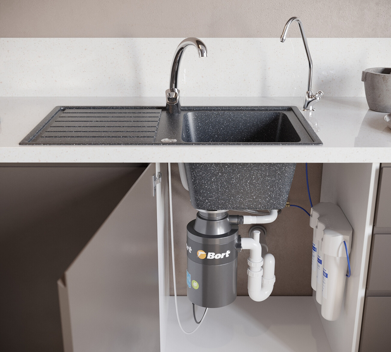 Мойка кухонная черная Domaci "Бьелла" DMC-20-308 - изображение 9