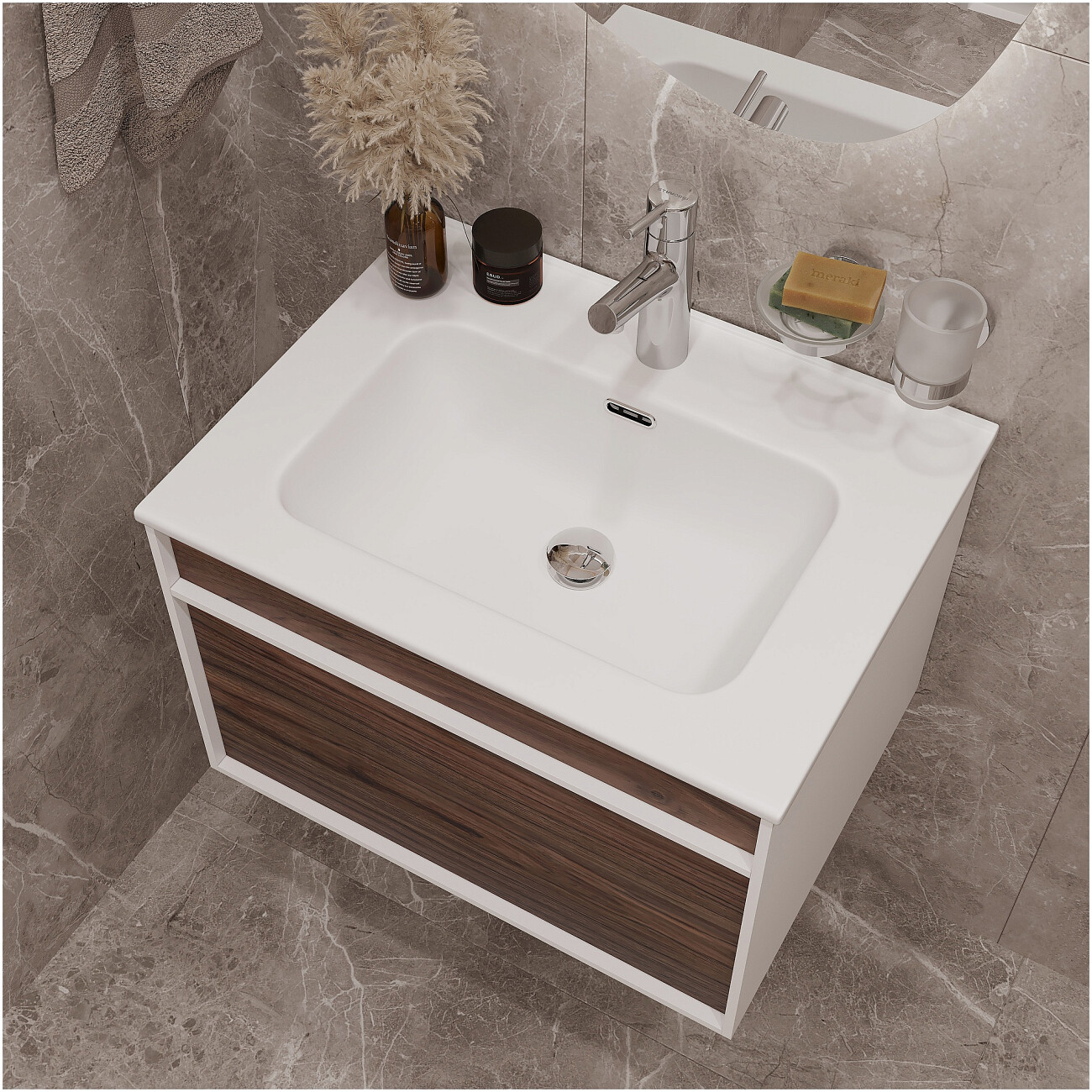 Раковина мебельная фаянсовая 60 см белая Stworki "Вестервик" - изображение 3