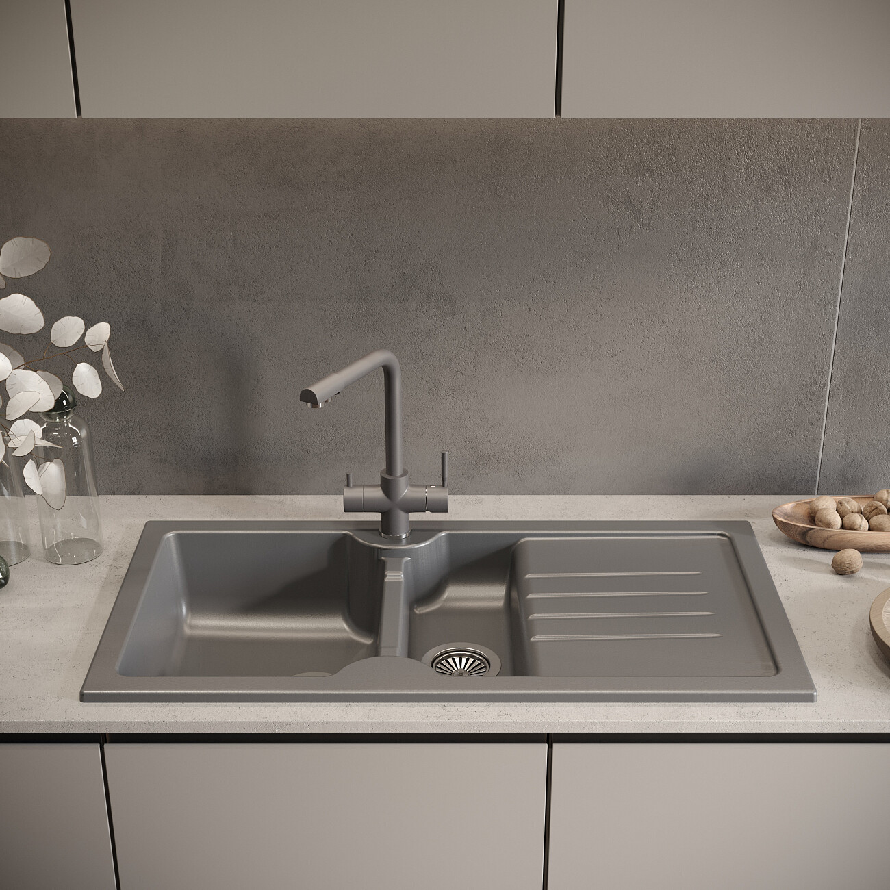 Мойка кухонная антрацит Domaci "Сиена" 54100-112 - изображение 4