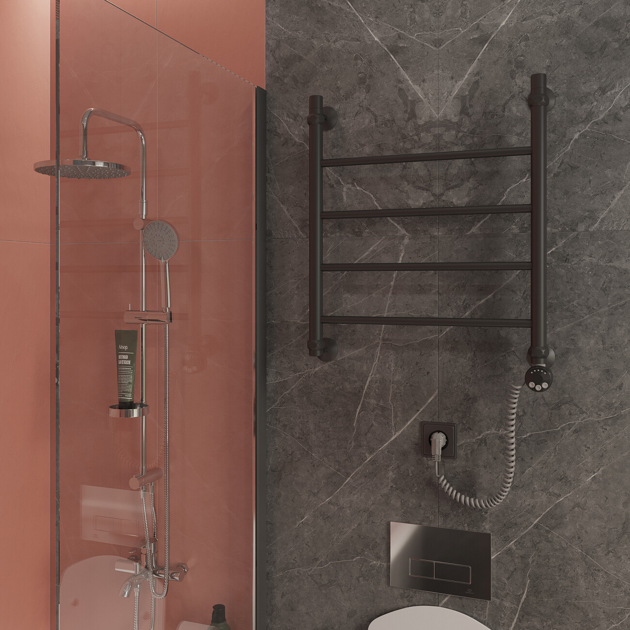 Полотенцесушитель электрический 60х50 см черный матовый Ewrika "Сафо" P R - изображение 3