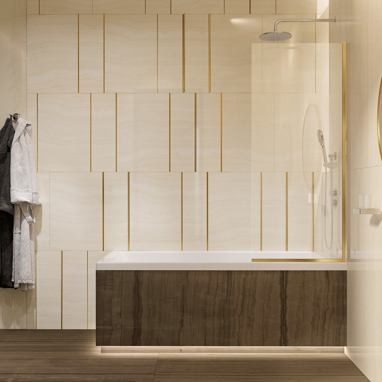 Шторка на ванну неподвижная 70х140 см прозрачная, золото Diwo "Анапа" MV-AN-70-GL - изображение 7