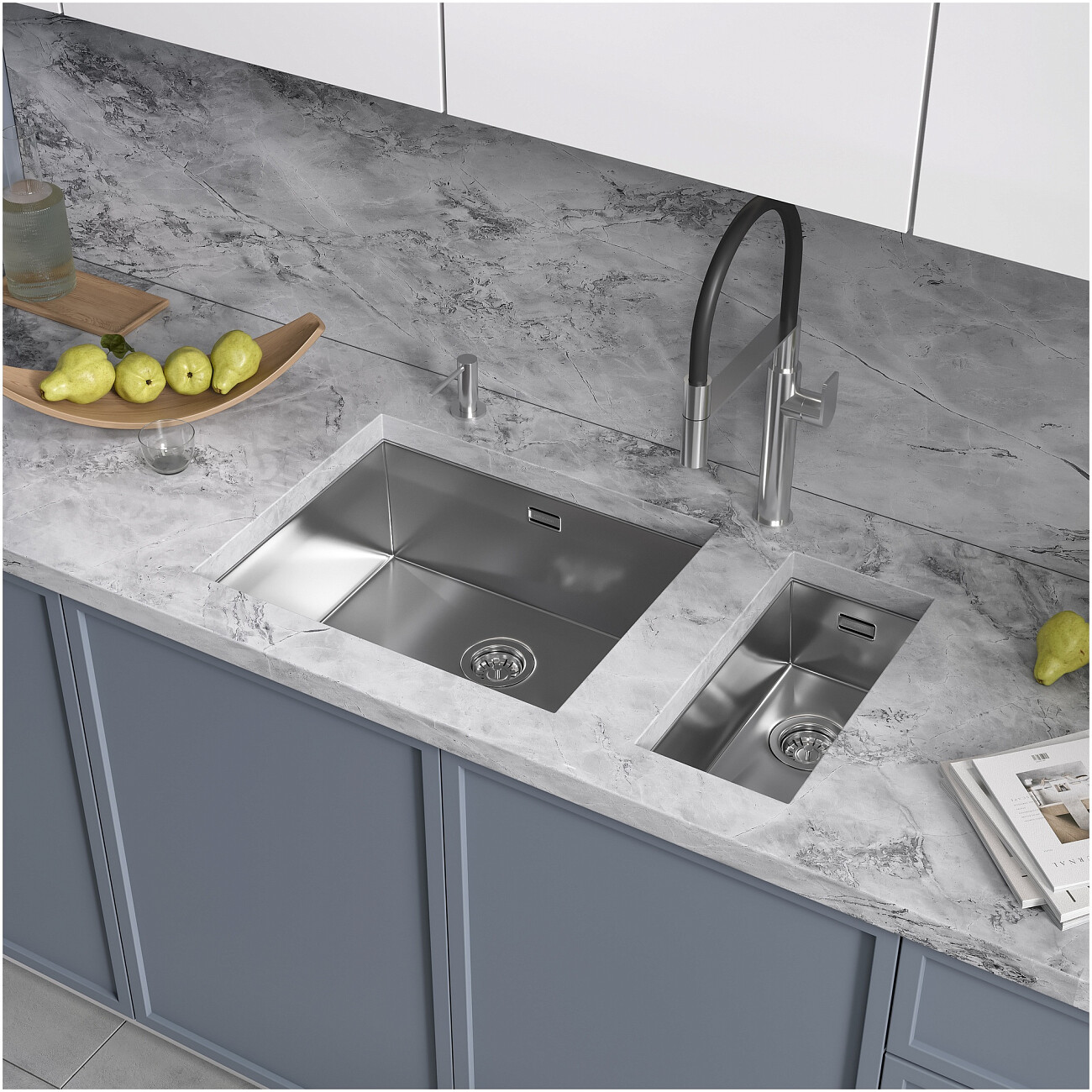 Дополнительная чаша для мойки из нержавеющей стали 44х22 см сталь Reflexion Como RX2022SS - изображение 8