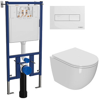 Унитаз Bauedge Bau Dream Hurricane-2 BL0001-HQ2 с инсталляцией Diwo 4501, с кнопкой белой 7320