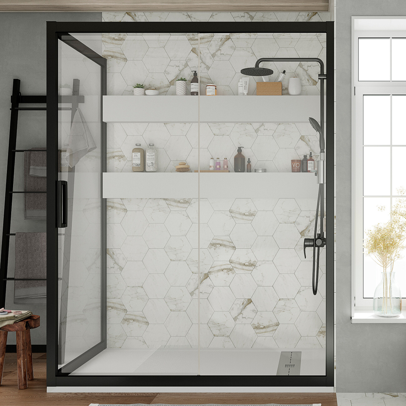 Душевой уголок прямоугольный 90х160 см черный Stworki "Эстерсунд" 3GW182TTKK000 - изображение 2