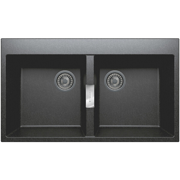 Кухонная мойка кварцевая двойная черная Tolero Loft TL-862 473981 - изображение 1