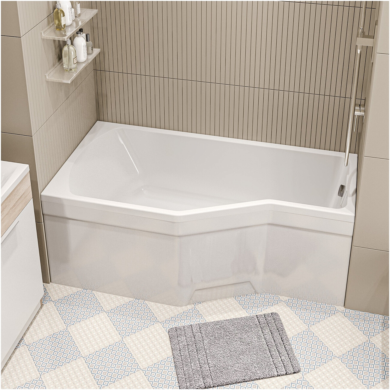 Ванна акриловая 150х75 см левая белая Creto Karmen 33-15075L - изображение 4