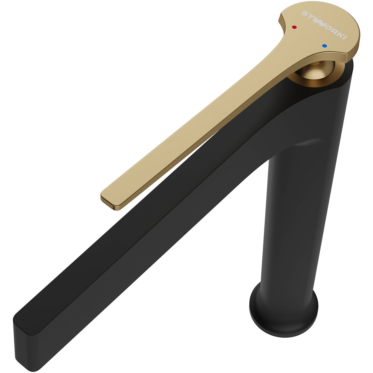 Смеситель для раковины однорычажный черный, золотой Stworki "Аулум" S06020BG - изображение 10