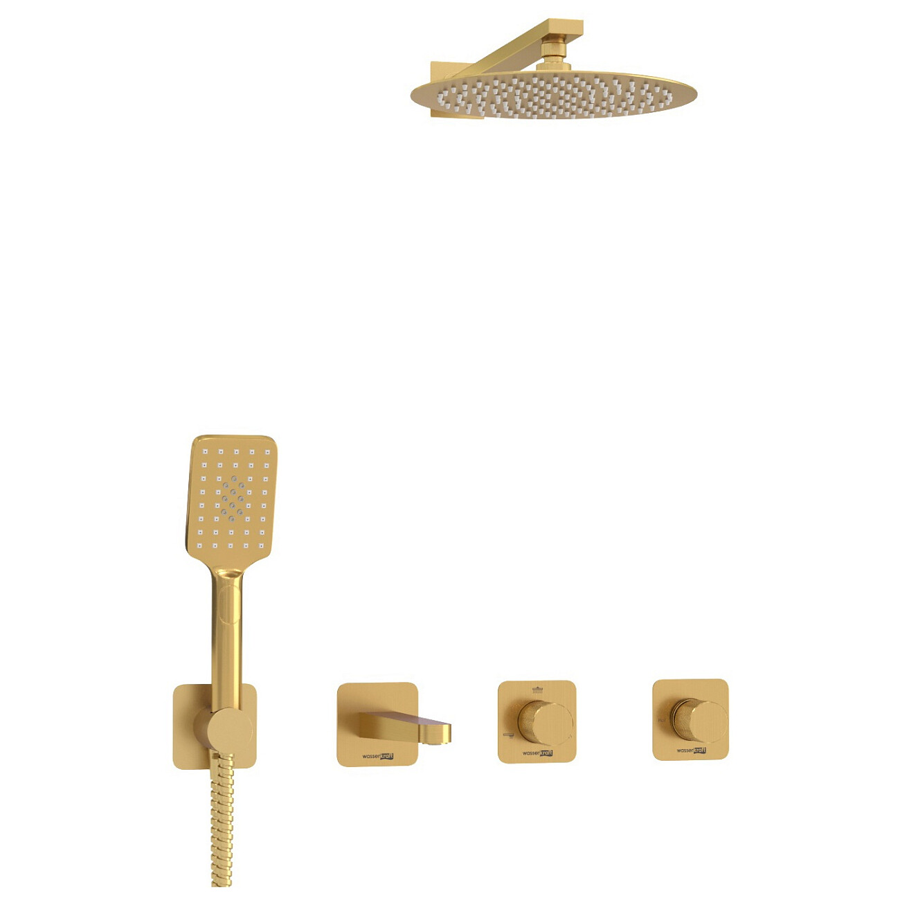 Душевой комплект с верхним душем и смесителем золото Wasserkraft A8251.307.308.180.259.285.194.201 - изображение 2