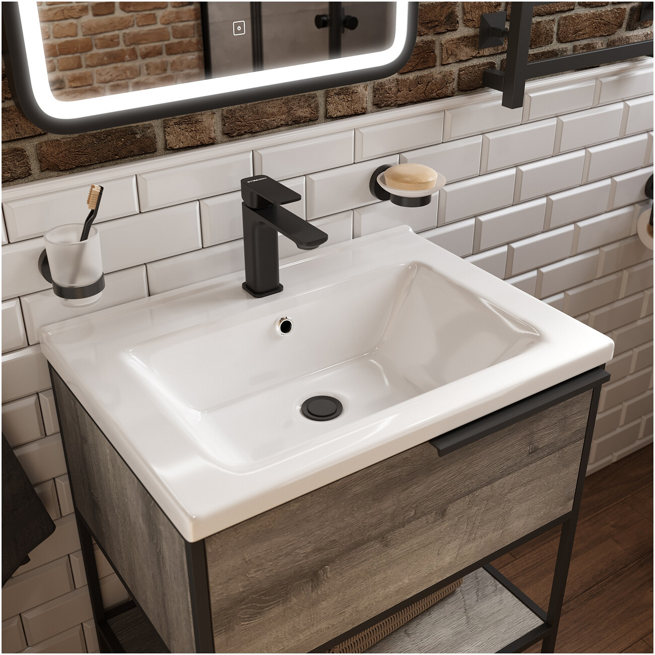 Смеситель для раковины однорычажный черный Stworki "Мосс" S43010BK - изображение 6