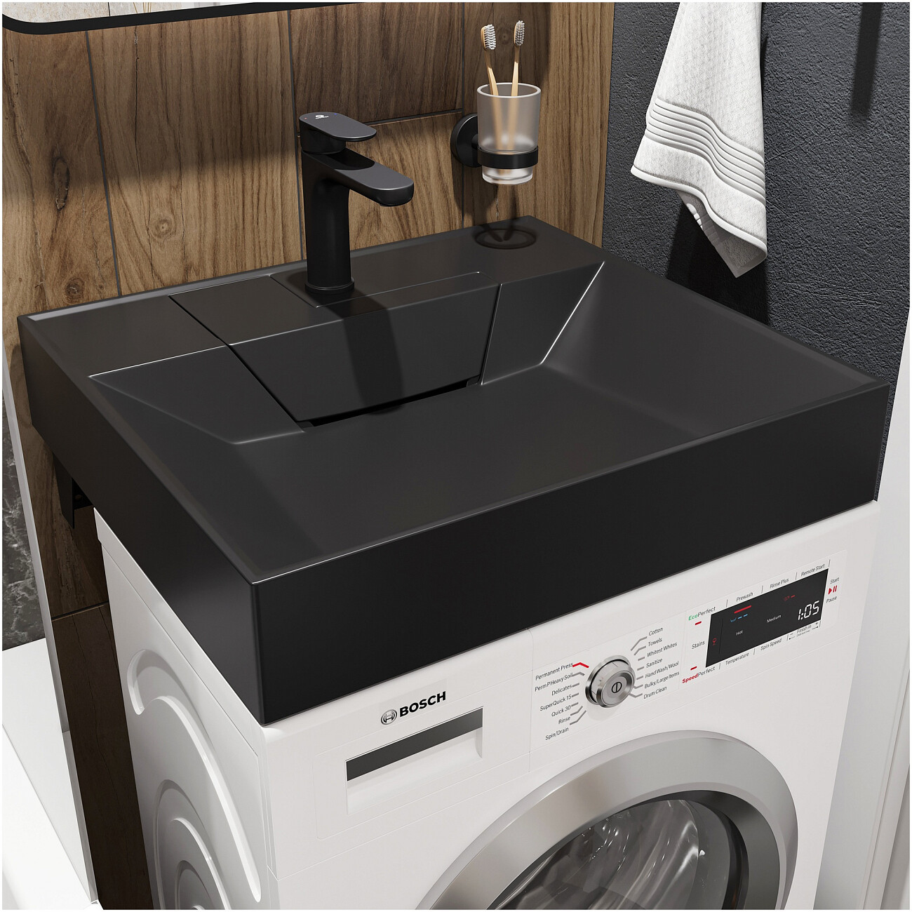 Раковина на стиральную машину 60x55 см черная Stworki "Дублин" - изображение 4