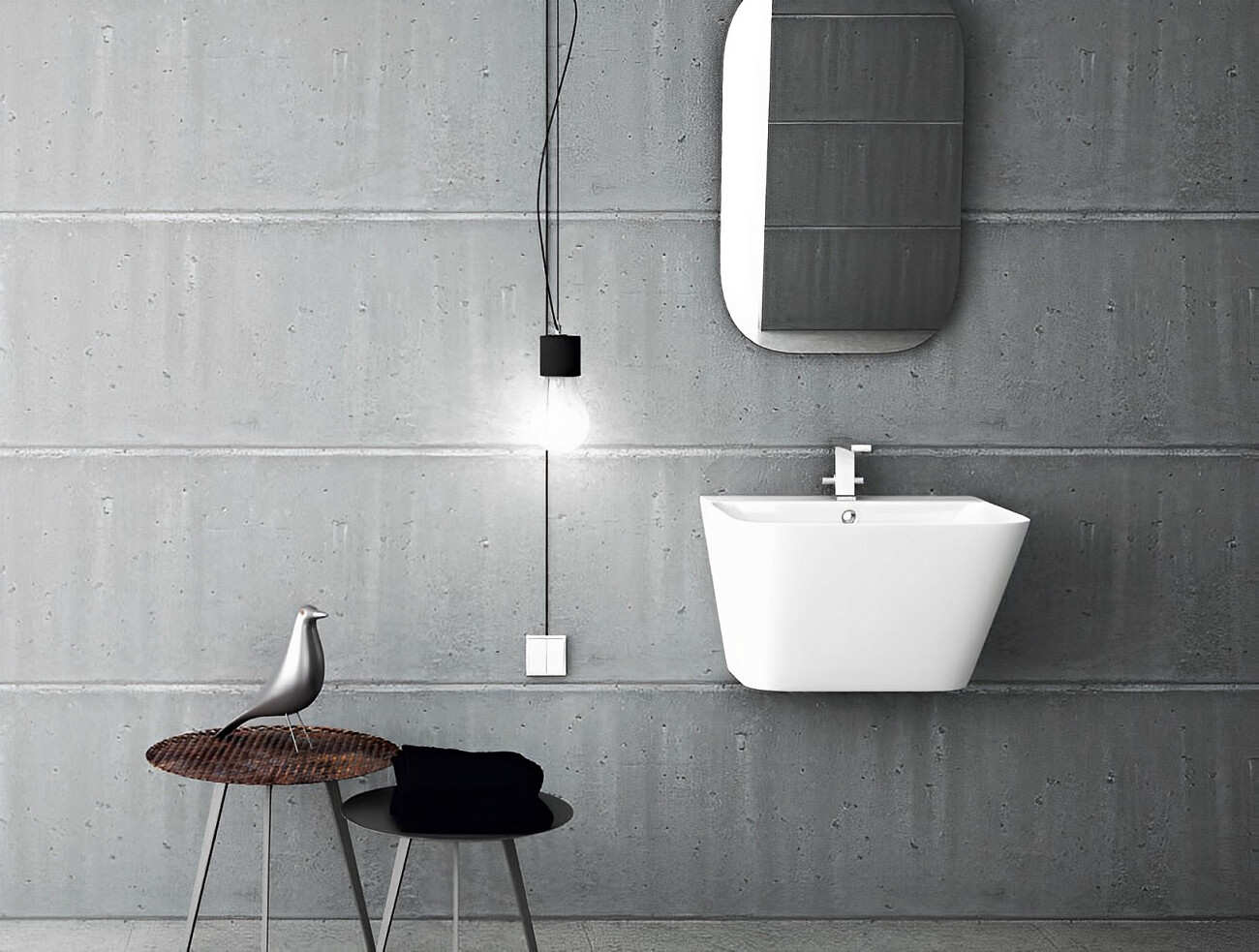 Раковина подвесная керамическая прямоугольная 45х55 см белая Stworki 100604-101 - изображение 5