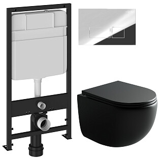 Унитаз Ceramicanova UP Rimless CN4007MB с инсталляцией Ewrika ProLT 0026-2020, с кнопкой хром 0041