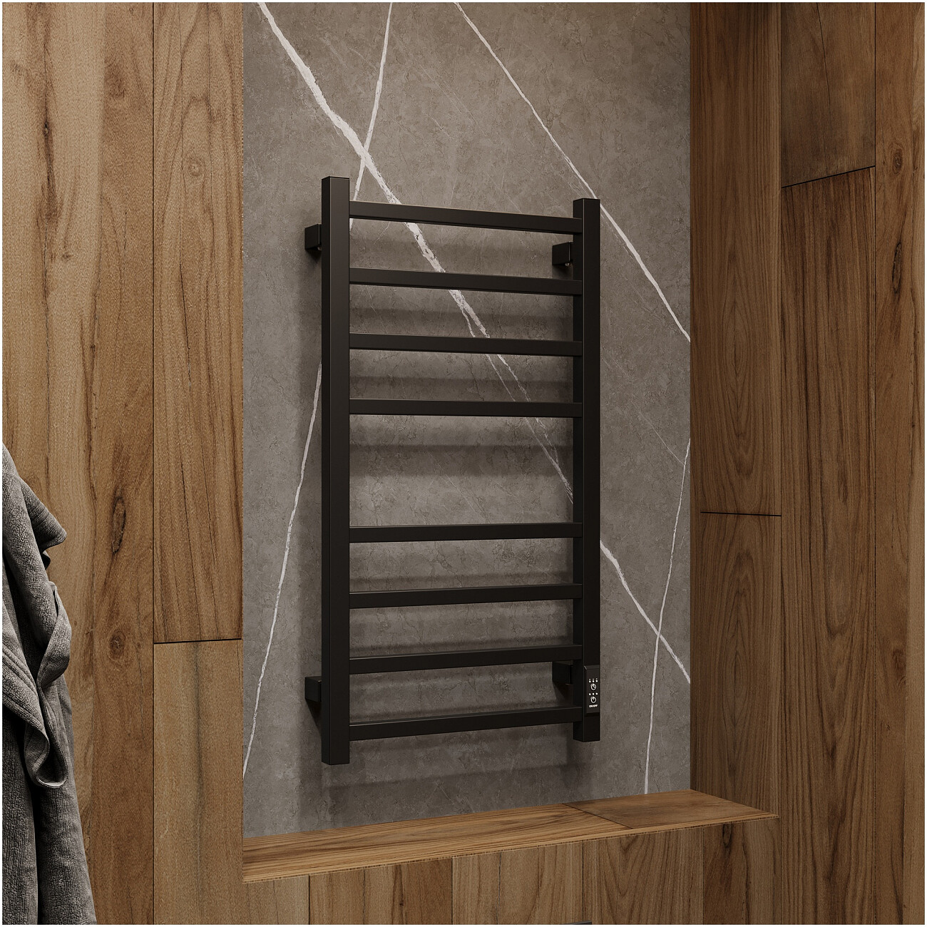 Полотенцесушитель электрический 80х40 см черный Stworki "Пенелопа" L2 - изображение 9