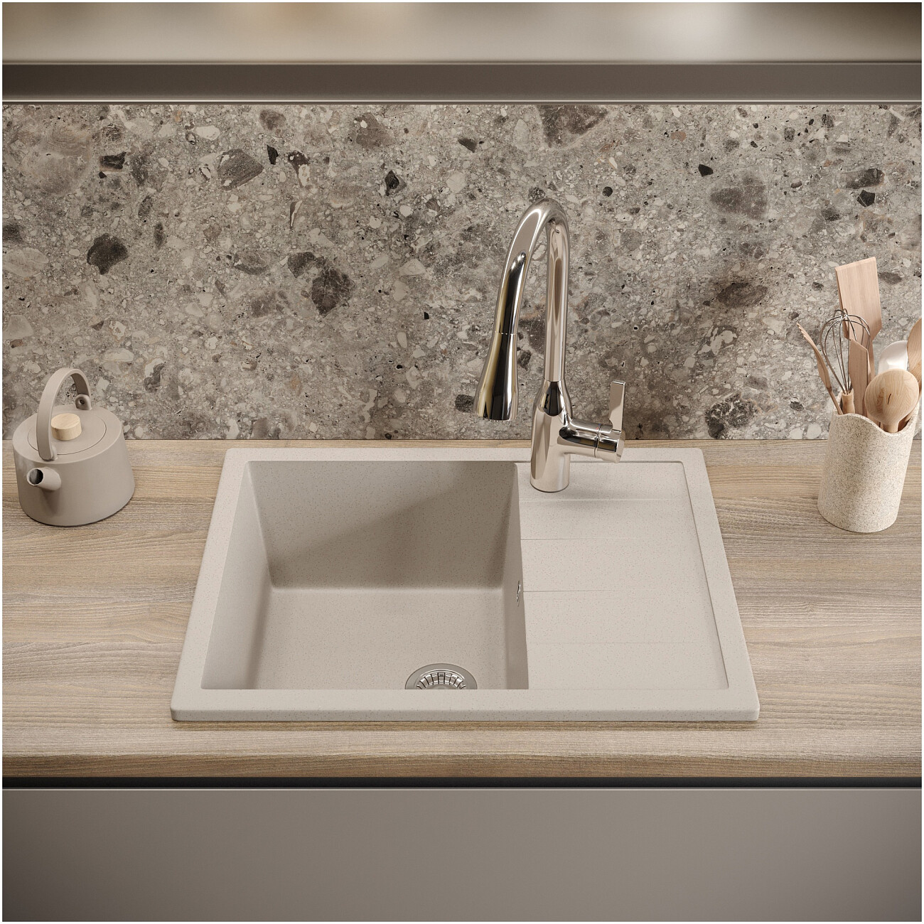 Мойка кухонная бежевая Domaci "Болонья" М-151-003 - изображение 7