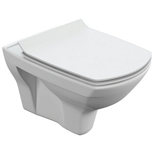 Унитаз подвесной безободковый с сидением белый Cersanit Carina XL Clean On DPL EO slim