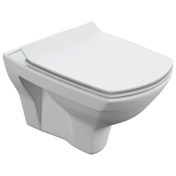 Унитаз подвесной безободковый с сидением белый Cersanit Carina XL Clean On DPL EO slim - изображение 1