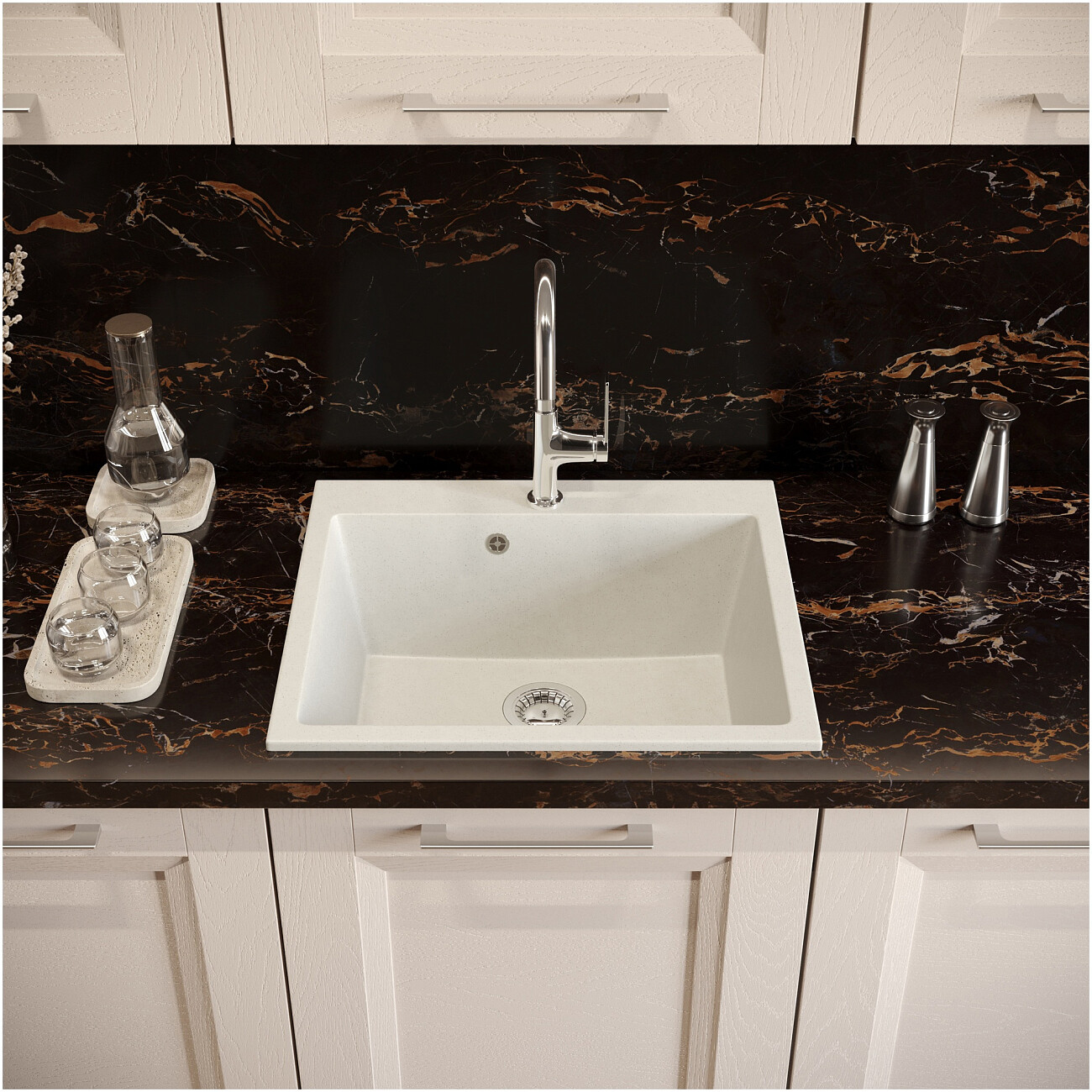 Мойка кухонная белая Domaci "Болонья" М-44-001 - изображение 7