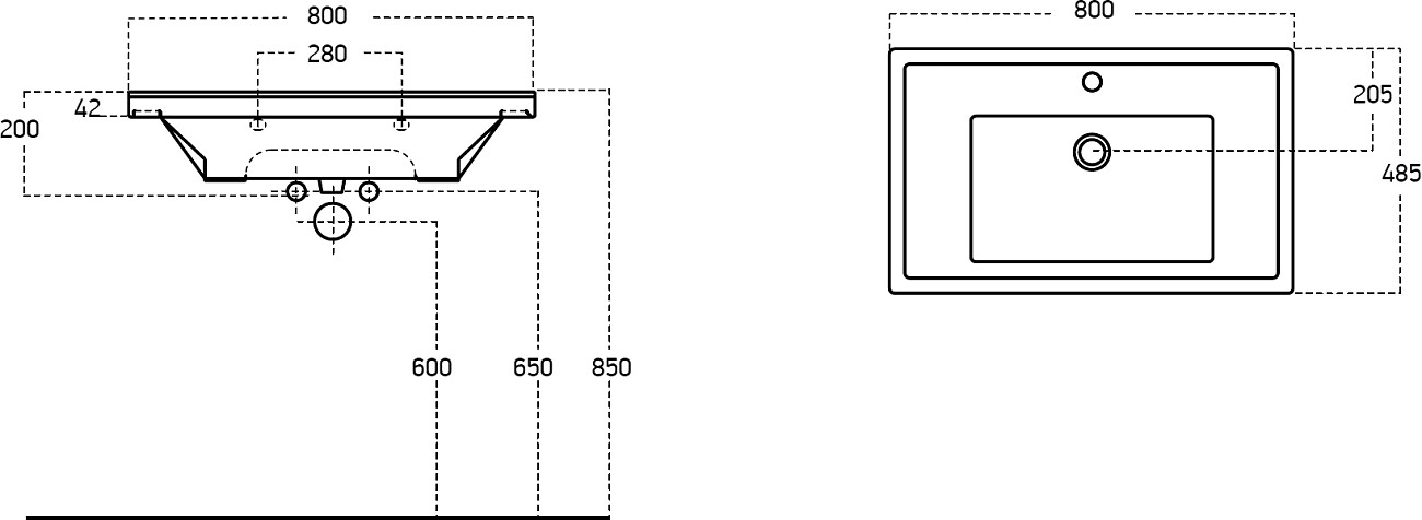Раковина накладная керамическая прямоугольная 48,5х80 см белая Stworki 8080-KL - изображение 2