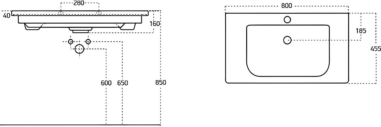 Раковина накладная керамическая прямоугольная 46х80 см белая Stworki 13080-KL - изображение 2