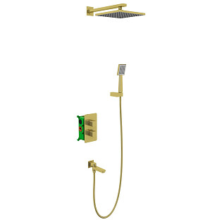 Душевой комплект встроенный с термостатом и тропическим душем золотой Timo Petruma SX-5049-17SM
