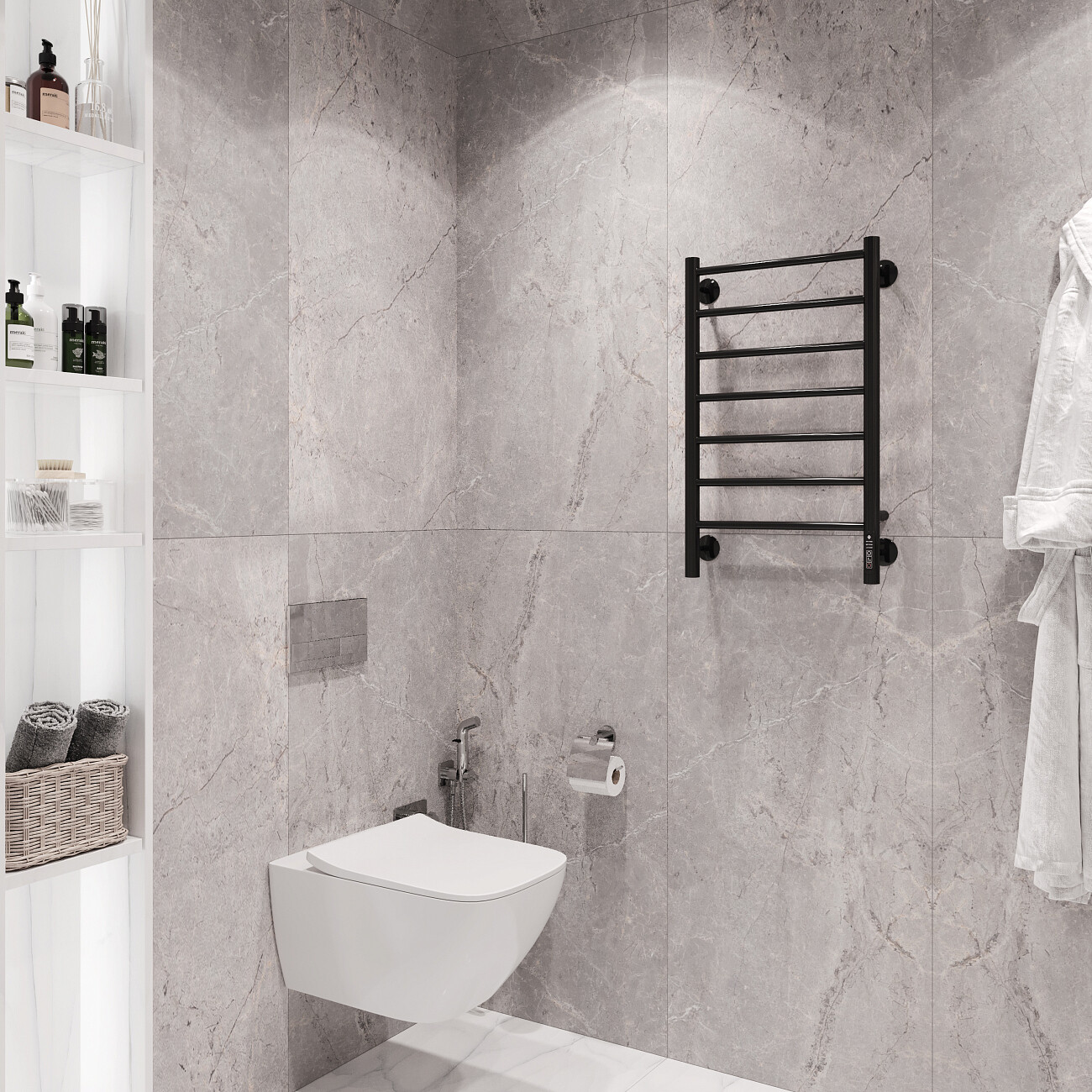 Полотенцесушитель электрический 70х40 см черный Ewrika "Пенелопа А7" 4670078537683 - изображение 4