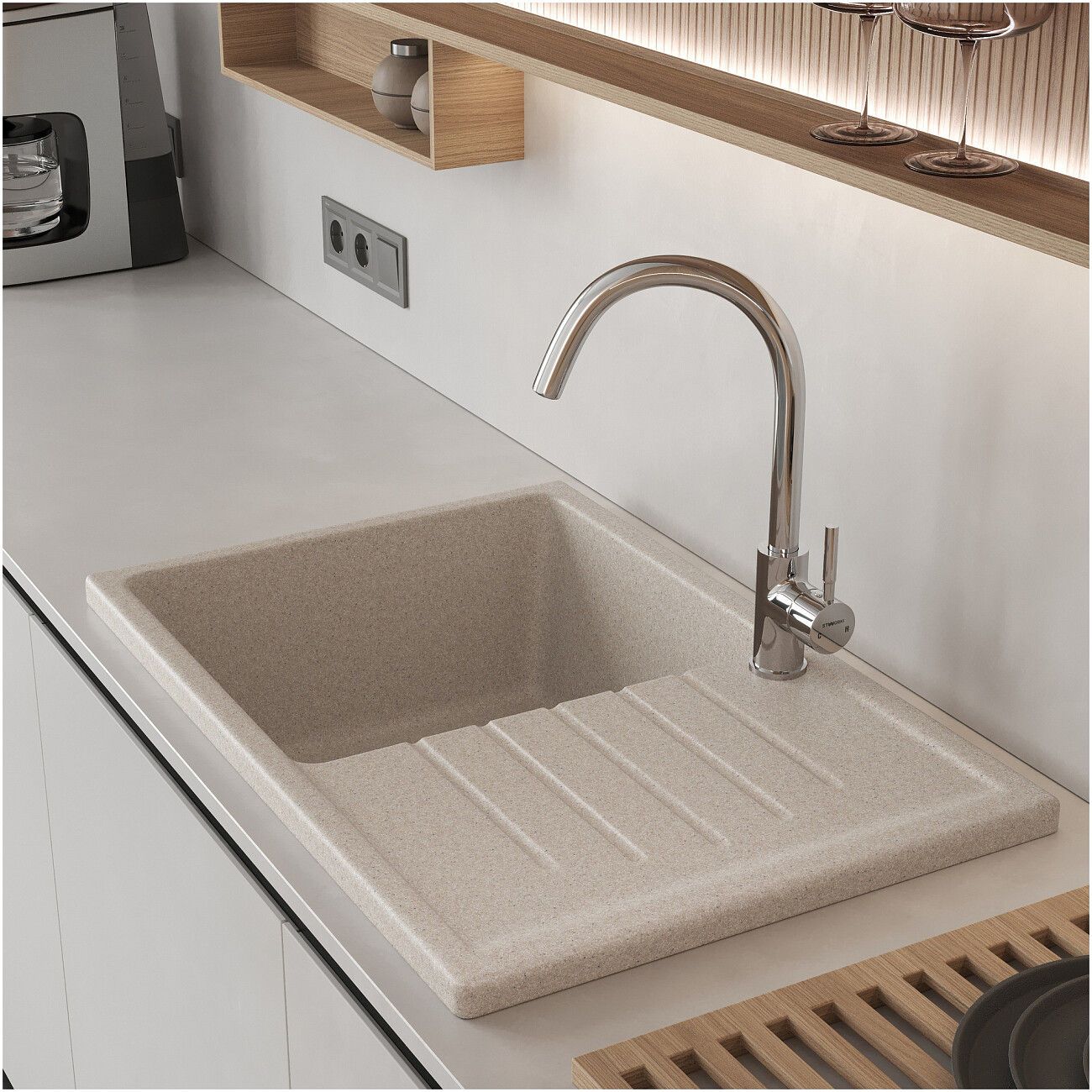 Мойка кухонная песочная Domaci "Болонья" М-16-004 - изображение 8