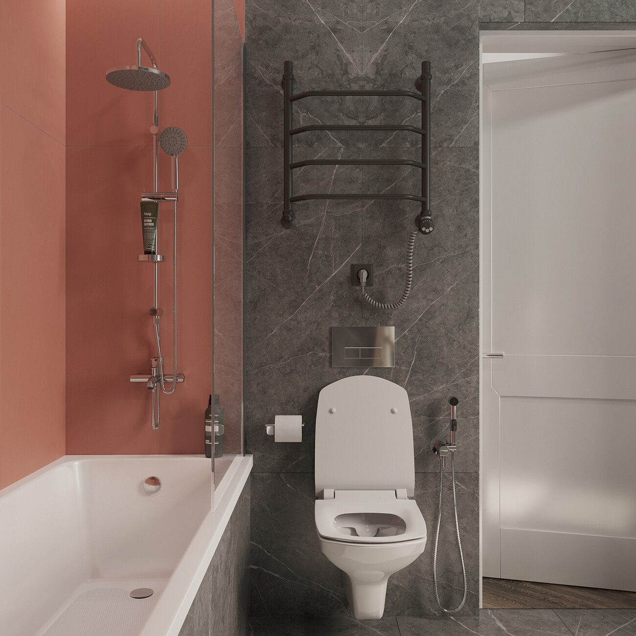 Полотенцесушитель электрический 60х50 см черный матовый Ewrika "Сафо" T R 4627201609212 - изображение 3