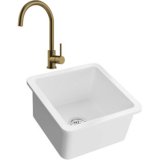 Мойка белый глянец Domaci &quot;Сиена&quot; 50345-101 со смесителем &quot;Равенна&quot; DCB 3004