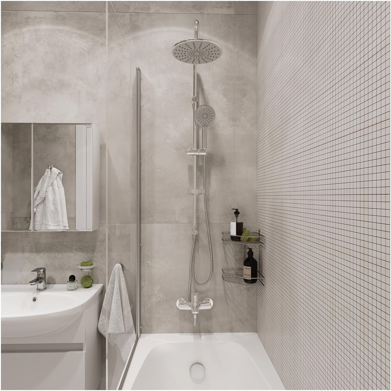 Душевая стойка с верхним душем с держателем и мыльницей хром Stworki "Скаген" SK-03cr - изображение 3