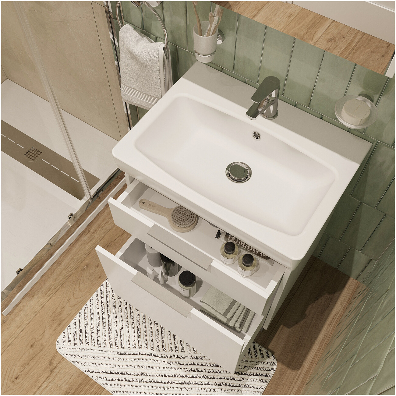 Раковина мебельная фарфоровая 60 см белая Stworki "Нео" - изображение 4