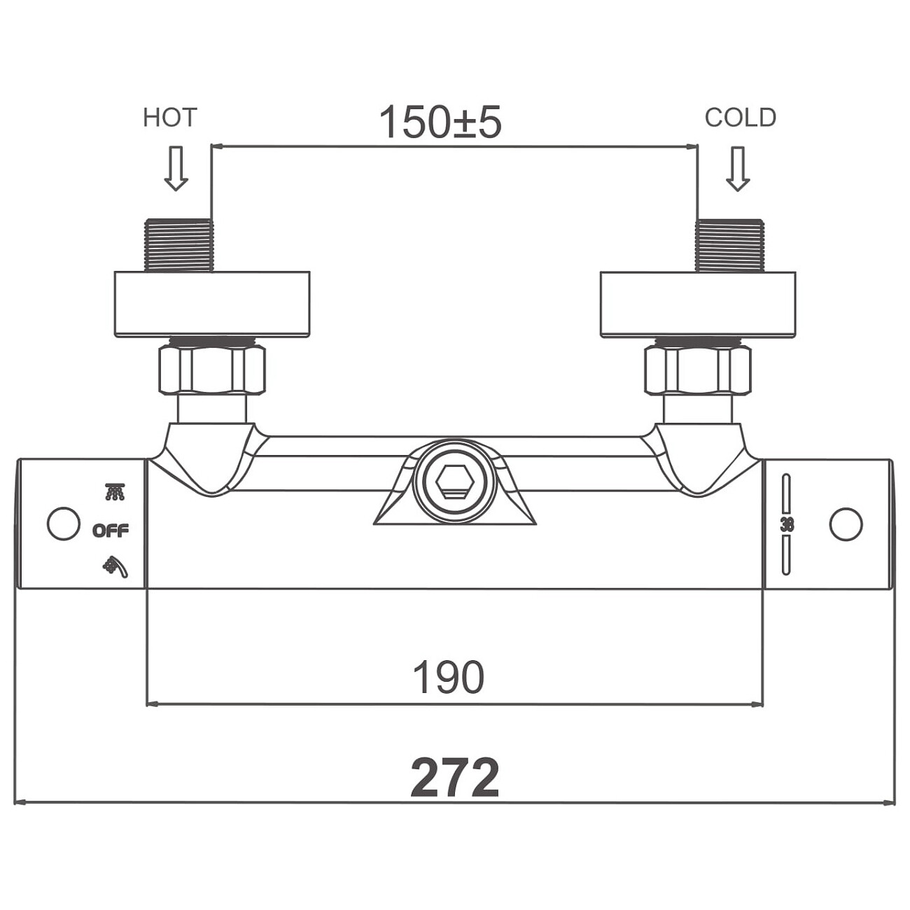 Смеситель для душа с термостатом хром D&K Bayern Potsdam DA2123101 - изображение 2