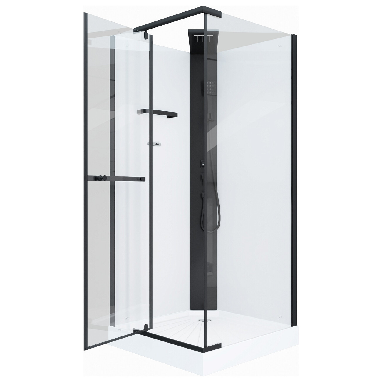 Душевая кабина квадратная без крыши с низким поддоном 90х90 см черная, белая Cerutti SPA Mimi 901B - изображение 20