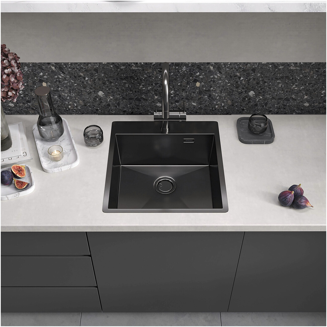Кухонная мойка из нержавеющей стали 50х46 см оружейная сталь Reflexion Iseo RX2246BL - изображение 8
