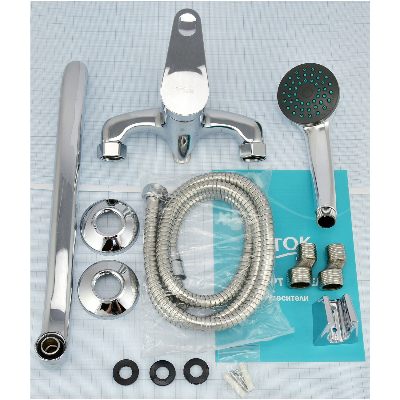 Смеситель для ванны однорычажный с душевым гарнитуром хром Istok life Standard 0402.403 - изображение 8