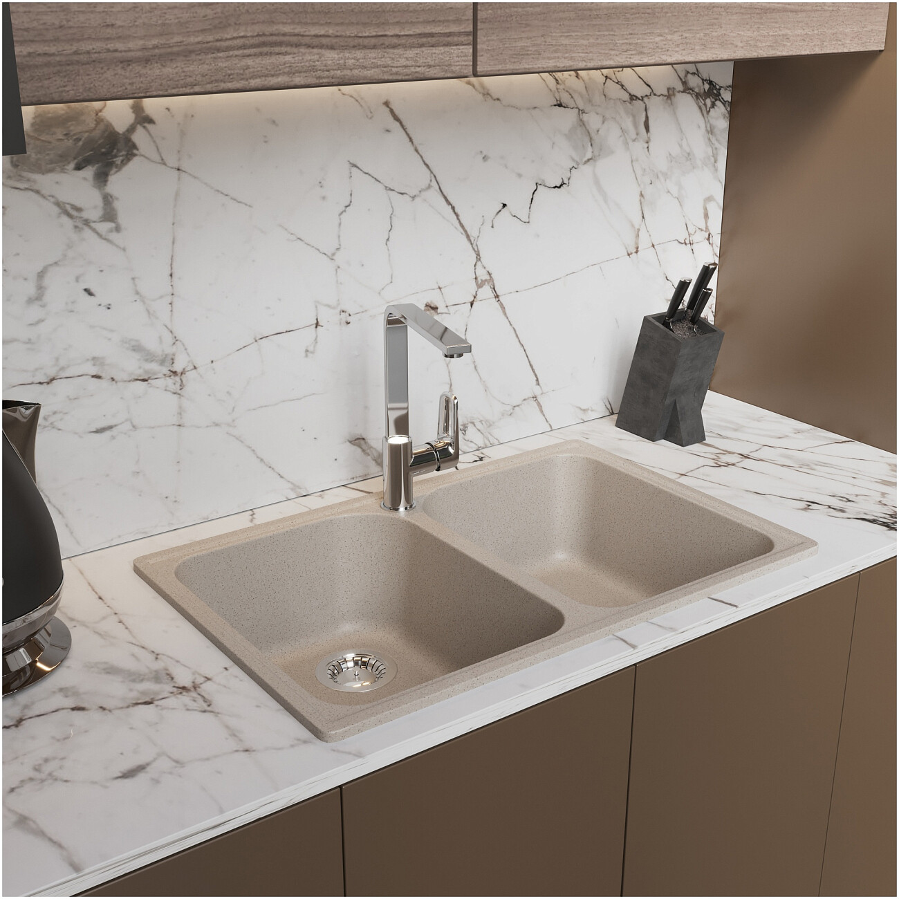 Мойка кухонная бежевая Domaci "Болонья" М-260-003 - изображение 7