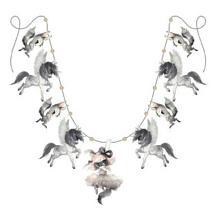 Гирлянда с фигурками 4 м серая Frankie and the Unicorns