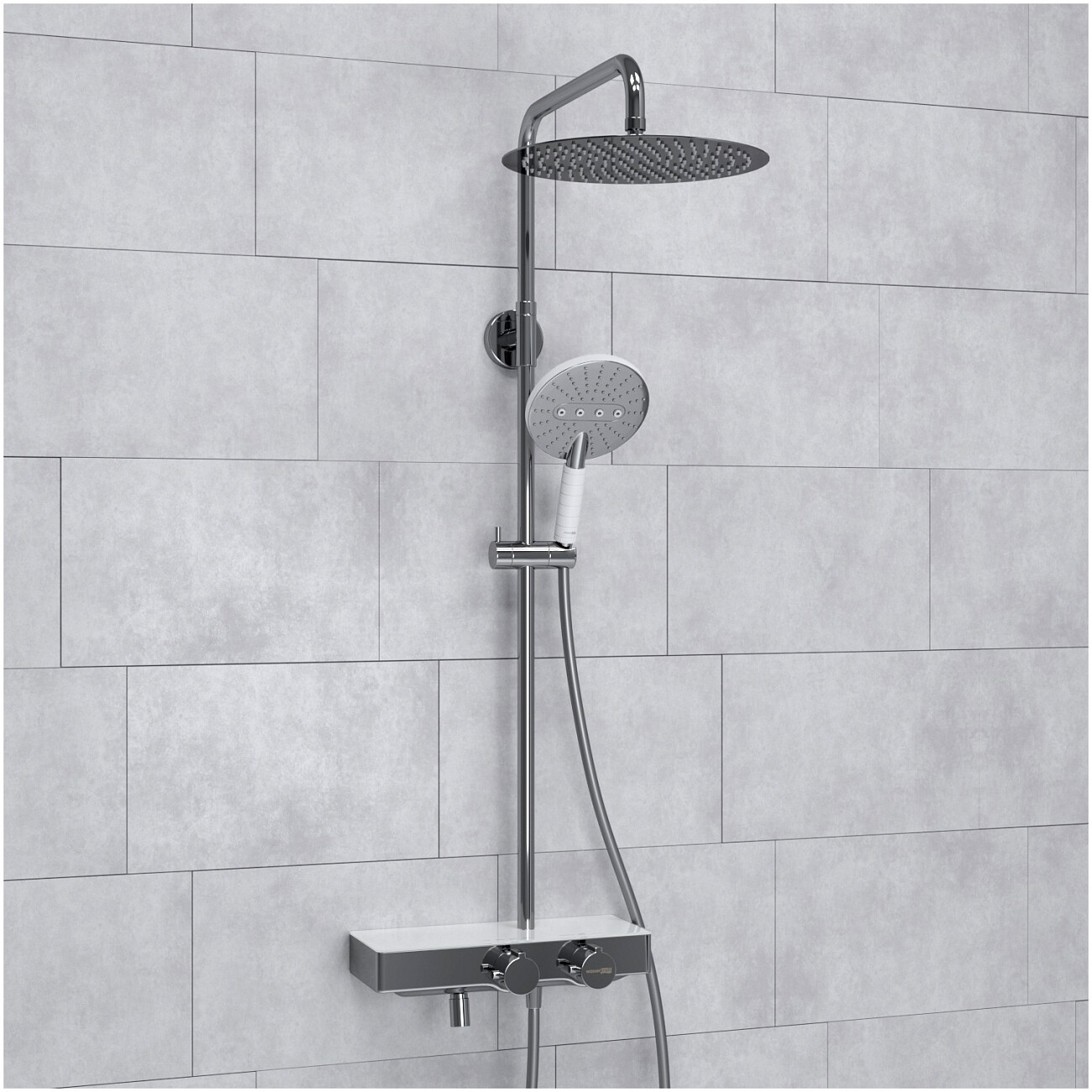 Душевой комплект с верхним душем и лейкой хром Wasserkraft A113.116.059.CH Thermo - изображение 2