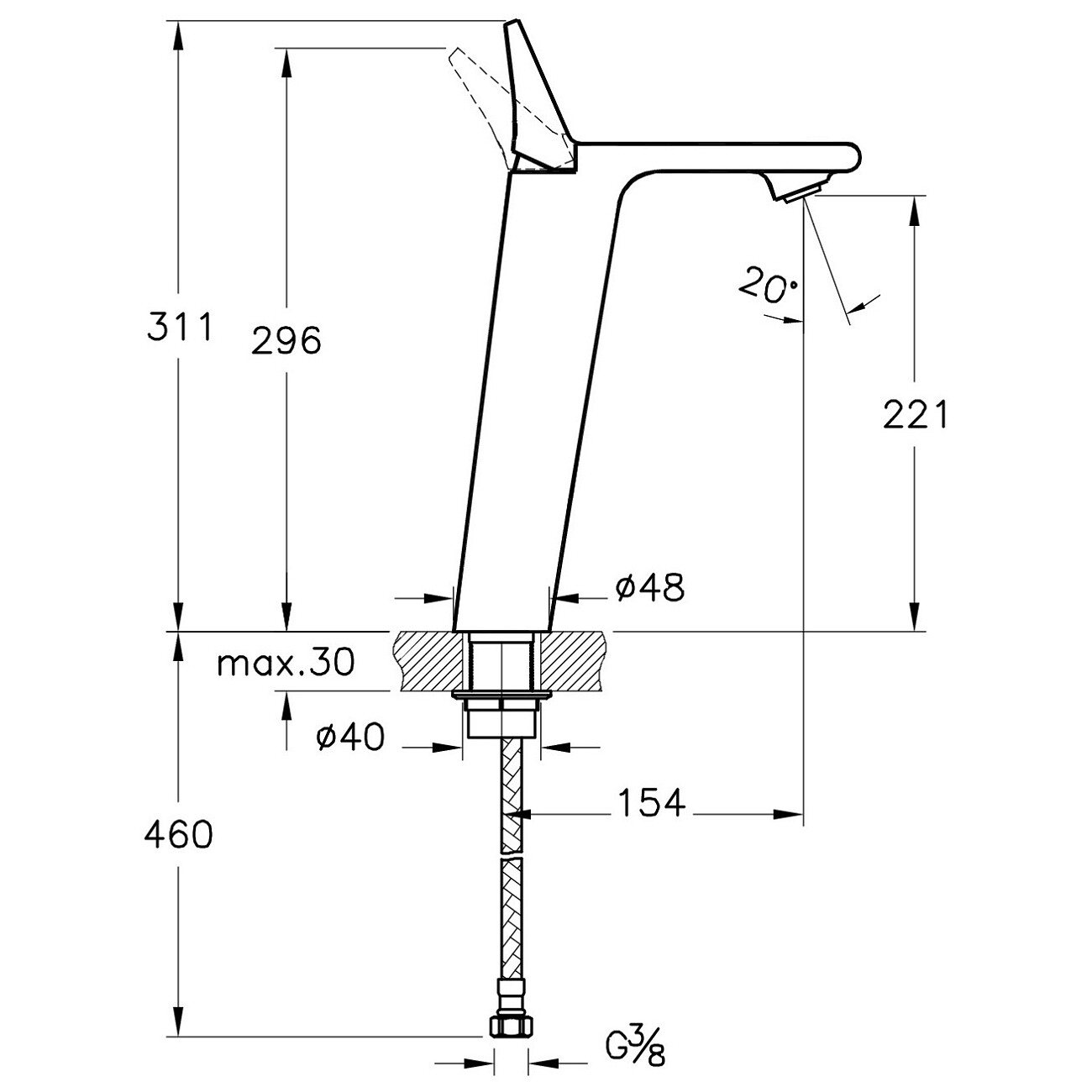 Смеситель для раковины однорычажный хром Vitra Memoria A42331 - изображение 3