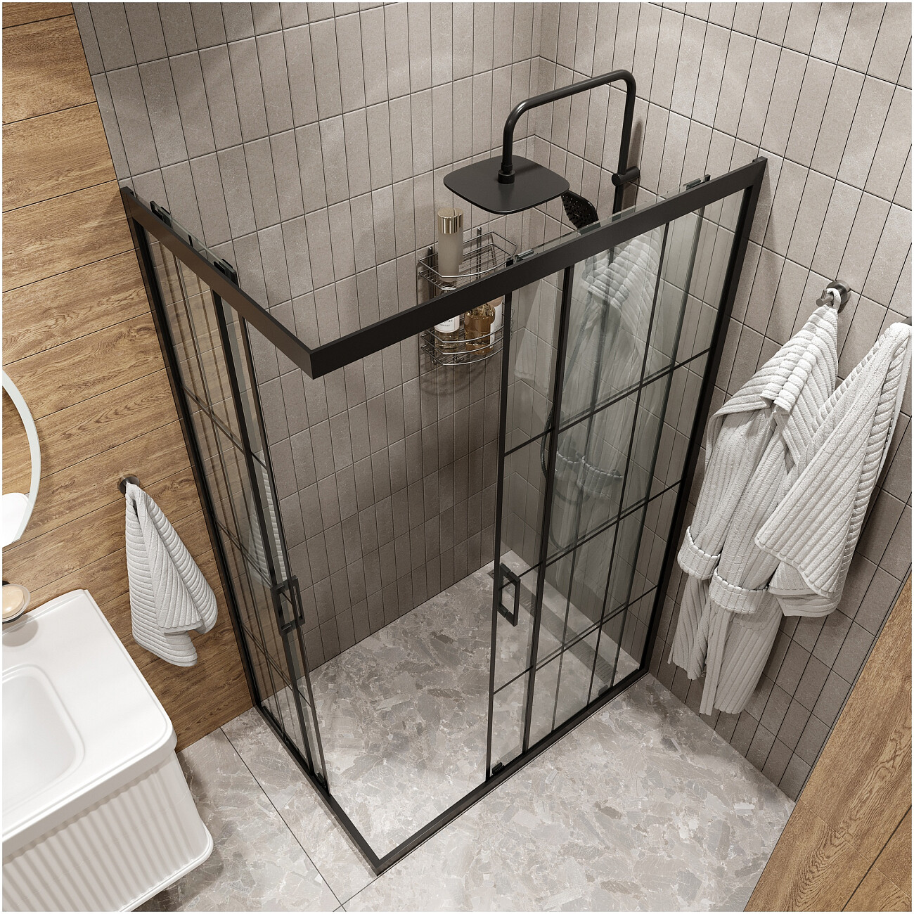 Душевой уголок прямоугольный 70х110 см черный Diwo "Киров" - изображение 5