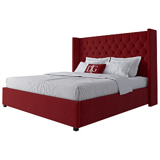 Кровать двуспальная с мягким изголовьем 180х200 красная Wing-2