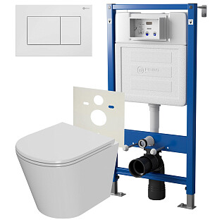 Унитаз PN41061 с инсталляцией PN45120 и клавишей смыва PN44081W Point &quot;Виктория. Ника&quot;