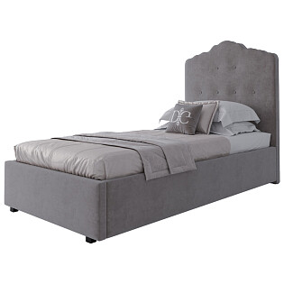 Кровать односпальная 90х200 Palace велюр серо-бежевый Р