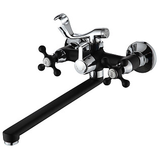 Смеситель для ванны двухвентильный с душевым гарнитуром черный Ammore A4681-A