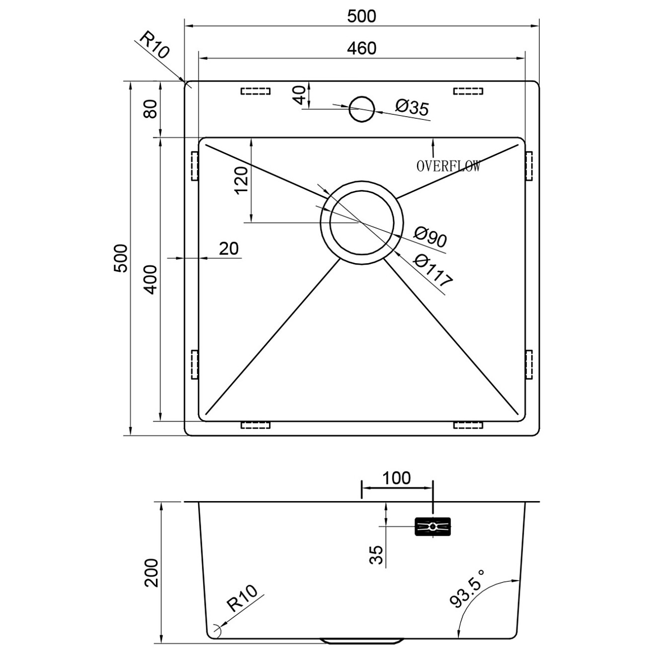 Кухонная мойка из нержавеющей стали 50х50 см брашированное золото Reflexion Iseo RX2250GD - изображение 15