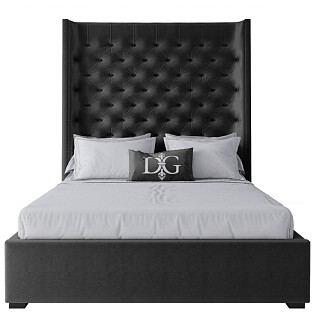 Кровать подростковая с каретной стяжкой 140х200 черная Jackie King