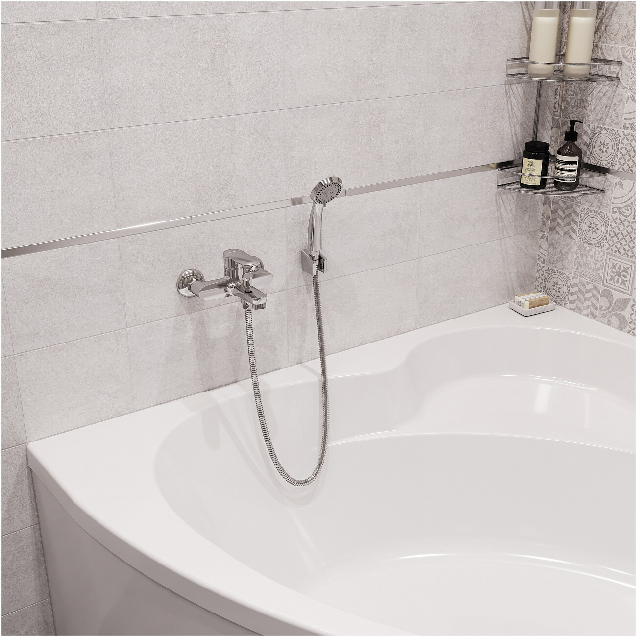 Смеситель для ванны с душем настенный хром Stworki "Хадстен" S17100CR - изображение 6